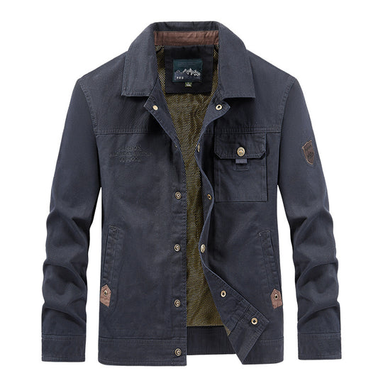 Herren  leichte Canvas-Fieldjacke mit Brustklappe, atmungsaktivem Mesh-Innenfutter und mehreren Eingrifftaschen Arvani