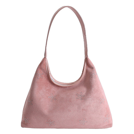 Damen Hobo-Tasche aus weichem Veloursleder mit funkelnden Applikationen Nord Taschen