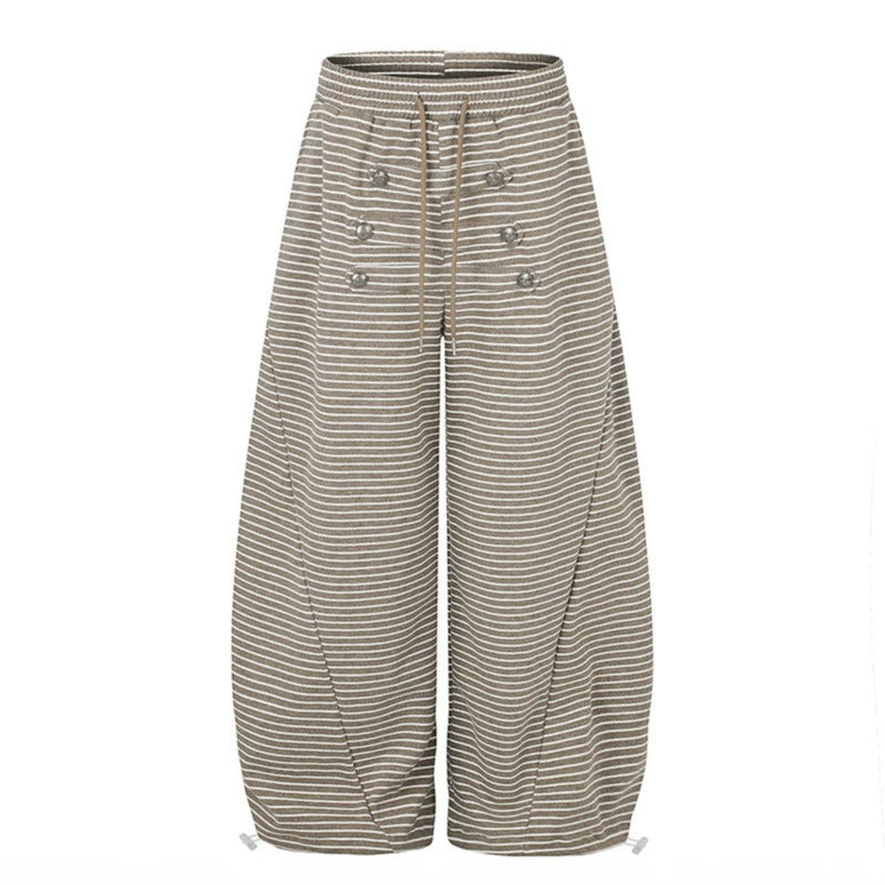 Damen Weite Palazzo-Culotte-Sweathose mit Tunnelzugbund und Zierknopfleiste Nord Taschen