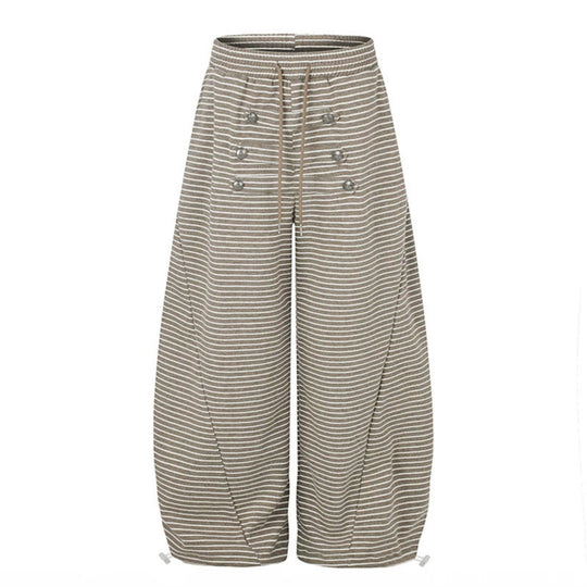 Damen Weite Palazzo-Culotte-Sweathose mit Tunnelzugbund und Zierknopfleiste Nord Taschen