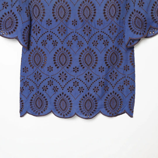 Damen Bestickte Broderie-Anglaise Tunika mit Ajour-Details Nord Taschen