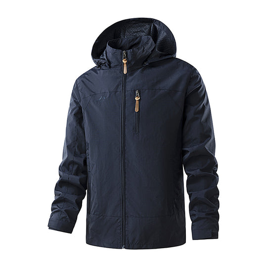 Herren Ultraleichte Outdoor-Kapuzenjacke mit Mesh-Innenfutter, Brustreißverschluss und verstellbaren Bündchen Nord Taschen