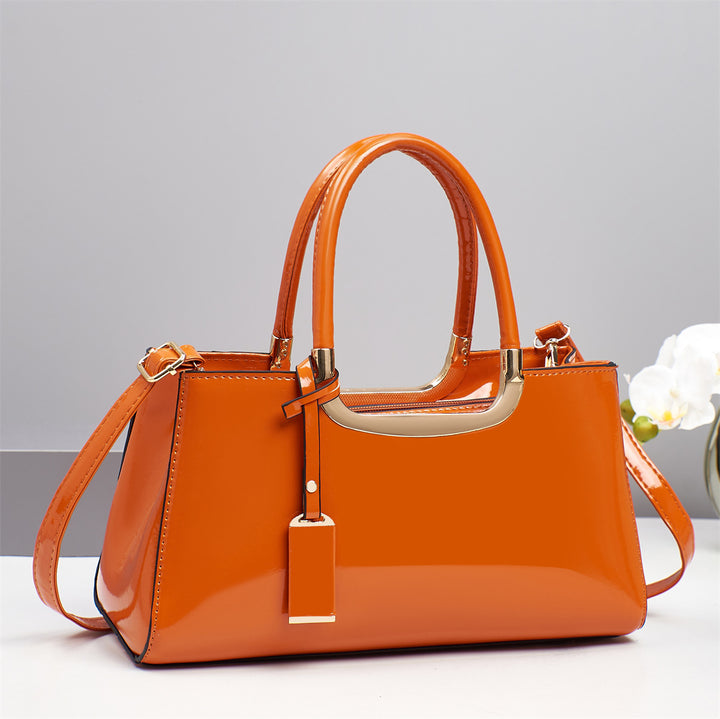 Damen elegante Handtasche mit glänzender Oberfläche und abnehmbarem Taschenschlüsselanhänger Nord Taschen