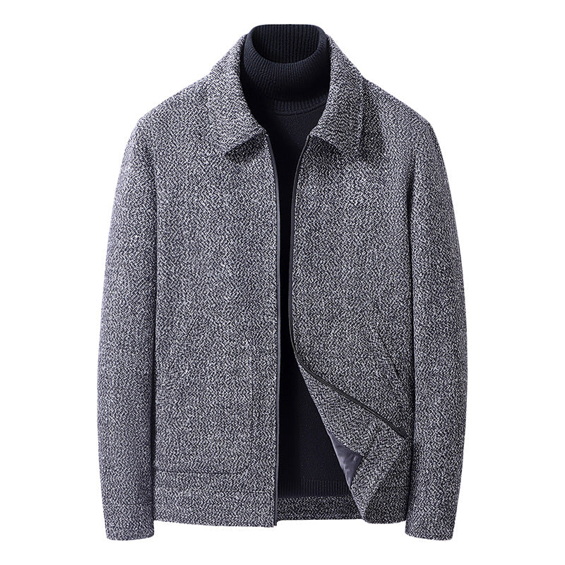 Herren Wollmix-Kurzjacke mit Hemdkragen und fein strukturierter Tweed-Optik Nord Taschen