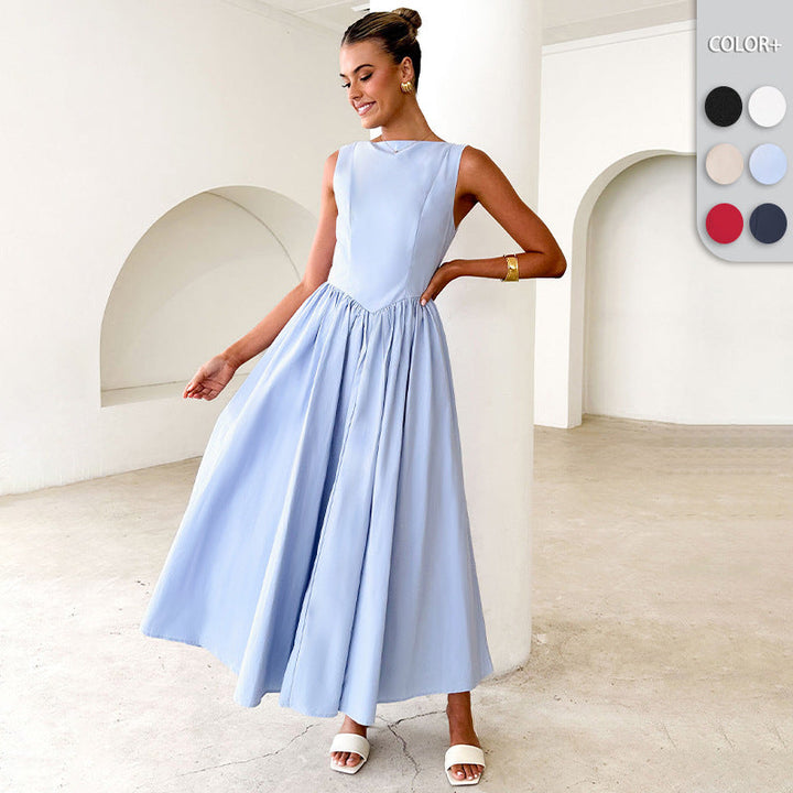 Damen Elegantes Maxi-Kleid mit breitem Rockansatz und taillierter Passform