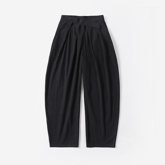 Damen Elegante Bundfalten-Hose mit ballonförmigem Bein und elastischem Taillenbund Nord Taschen