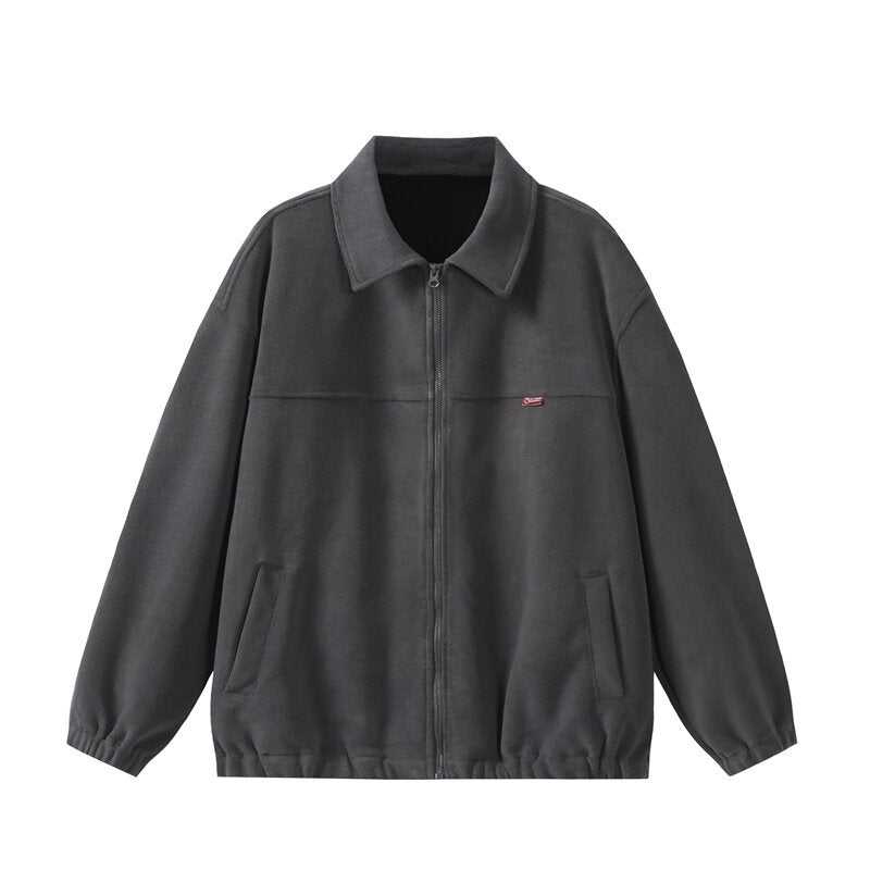 Unisex Fleece‑Blousonjacke im Boxy‑Cut mit Hemdkragen, durchgehendem Reißverschluss und elastischem Saum Nord Taschen
