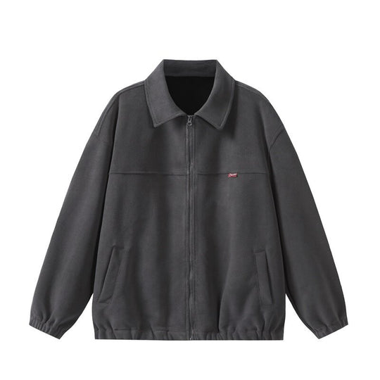 Unisex Fleece‑Blousonjacke im Boxy‑Cut mit Hemdkragen, durchgehendem Reißverschluss und elastischem Saum Nord Taschen