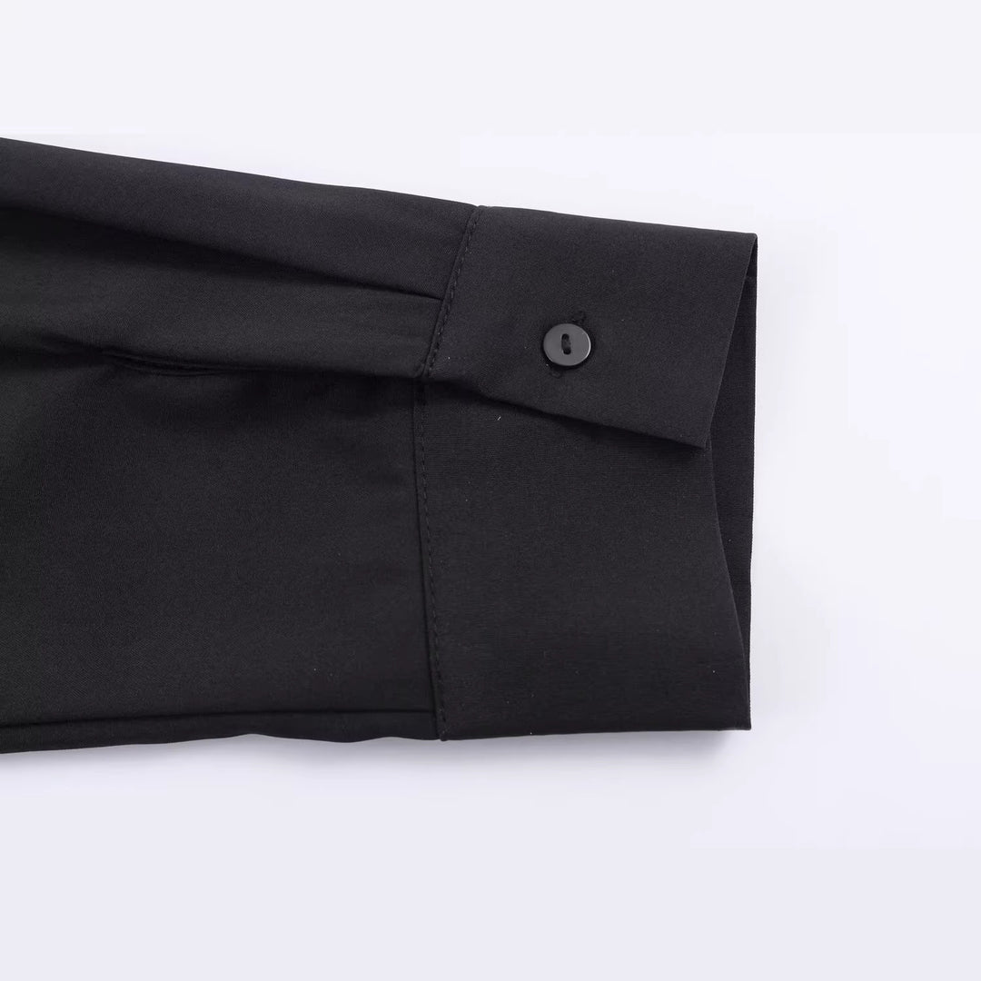 Damen Spitzenbluse mit floraler Spitze vorn, Satinärmeln und klassischem Hemdkragen Nord Taschen