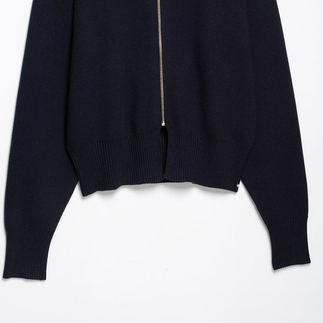 Damen Cropped Strickjacke mit Stehkragen und durchgehendem Reißverschluss Nord Taschen