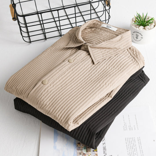 Herren Gestepptes Overshirt aus leichter Baumwollstruktur mit Druckknopfleiste Nord Taschen