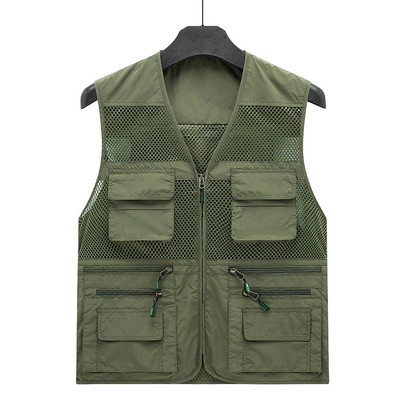 Herren Multifunktionale Mesh-Utility-Weste mit Reißverschluss und Mehrfach-Taschen Nord Taschen