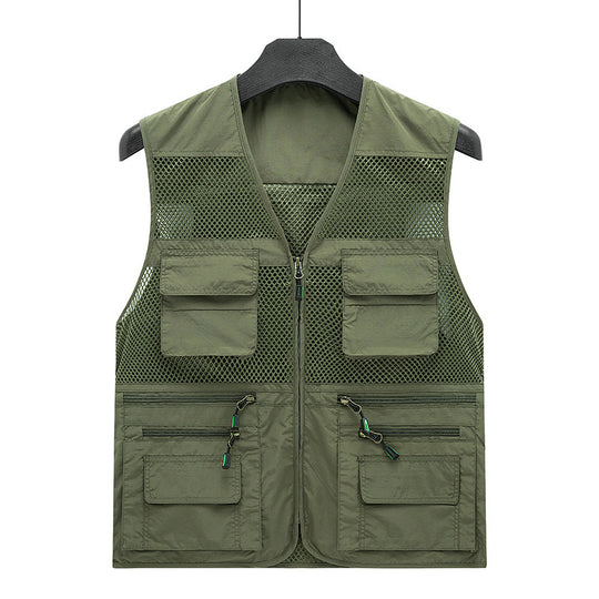 Herren Multifunktionale Mesh-Utility-Weste mit Reißverschluss und Mehrfach-Taschen Nord Taschen