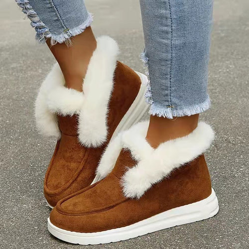 Damen Gefütterte Stiefeletten mit Kunstfellkragen und komfortabler Profilsohle Nord Taschen