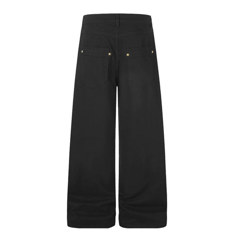 Damen Weite High‑Waist Culotte‑Jeans im Utility‑Look mit Zierlaschen und Metallnieten Nord Taschen
