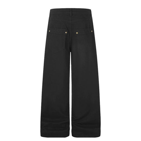Damen Weite High‑Waist Culotte‑Jeans im Utility‑Look mit Zierlaschen und Metallnieten Nord Taschen