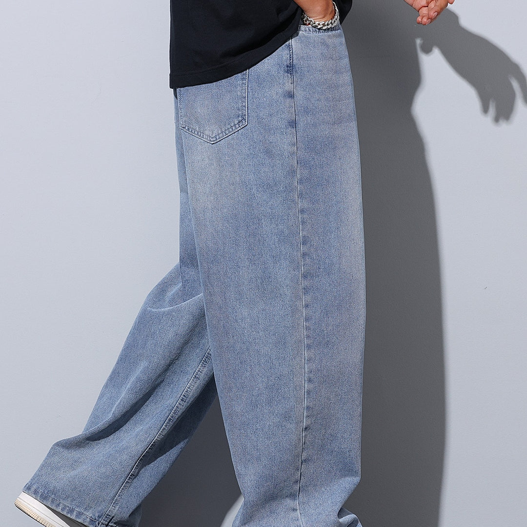 Herren Weite Baggy-Jeans aus leichtem Denim mit tiefer Schrittführung Nord Taschen