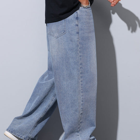 Herren Weite Baggy-Jeans aus leichtem Denim mit tiefer Schrittführung Nord Taschen