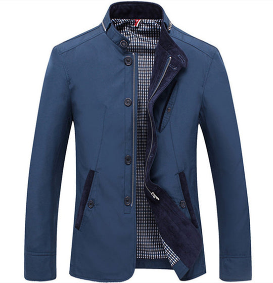 Herren leichtes Canvas‑Fieldblouson mit Stehkragen und kombinierter Zipper‑Knopffront Nord Taschen