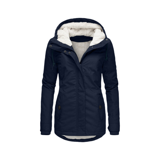 Damen Wasserabweisender Parka mit Teddyfutter, Kapuze und Taillierter Passform Nord Taschen