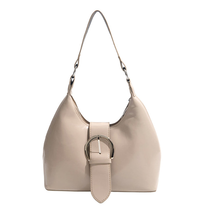 Damen Hobo-Tasche mit elegantem Gurtverschluss und glänzender Oberfläche Nord Taschen