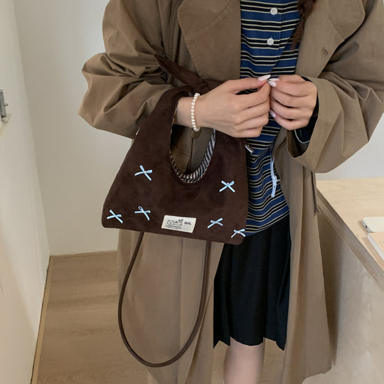 Damen Hobo-Tasche mit verspielten Schleifen und weichem Velours Nord Taschen