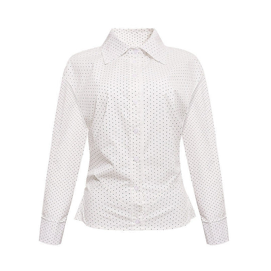 Damen Figurnahes Langarm-Blusenhemd mit Polka-Dot‑Muster und taillierten Abnähern Nord Taschen
