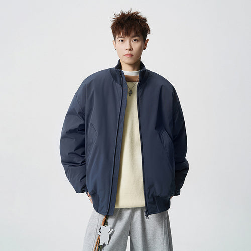 Herren Oversized Bomberjacke mit wattierter Füllung und geripptem Saum Nord Taschen