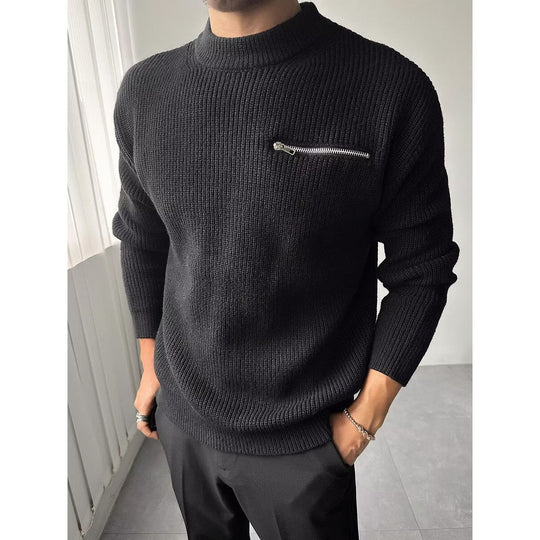 Herren Modischer Strickpullover mit Reißverschlusstasche Nord Taschen