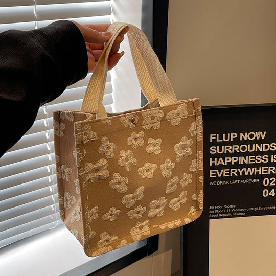 Damen Jute-Tragetasche mit floralen Applikationen Nord Taschen