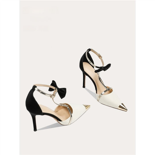 Damen elegante High Heel Schuhe mit modischem Riemendesign und zierlicher Schleifenverzierung