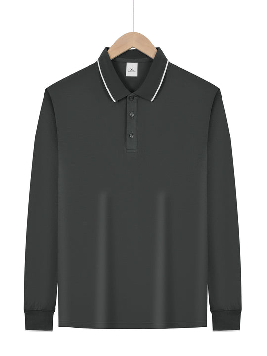 Herren Langarm-Piqué-Polo mit kontrastbesetztem Kragen und Bündchen Nord Taschen