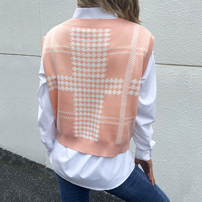 Damen Trendiger V-Ausschnitt Strickpullover Nord Taschen