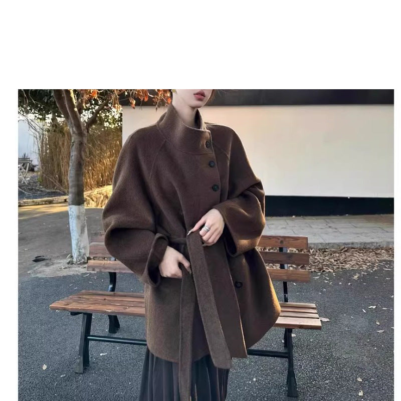 Damen Modische Oversized-Wolljacke Nord Taschen