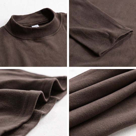 Herren Langärmeliges Feines Baumwollshirt mit Stehkragen und Relaxed-Fit Nord Taschen