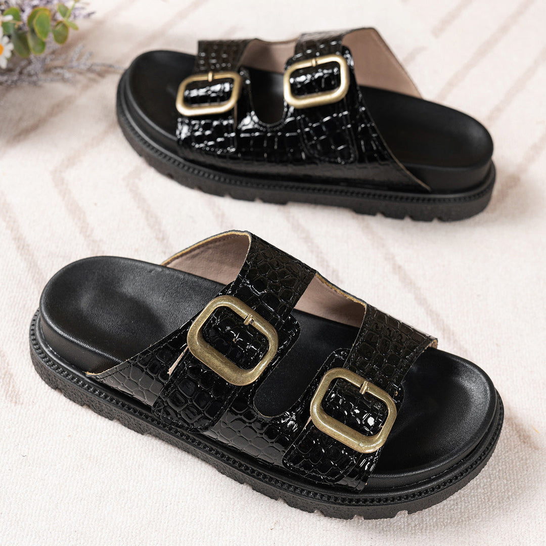 Damen Komfortable Sandalen mit modischen Schnallenapplikationen Nord Taschen