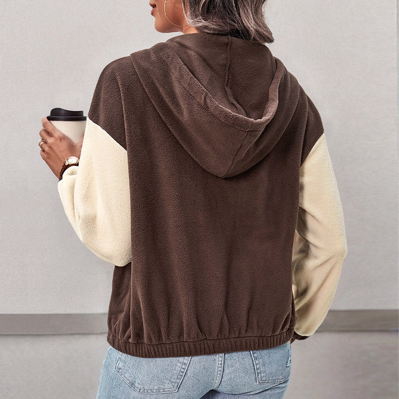 Damen Fleece-Kapuzenjacke mit Colorblock, durchgehendem Reißverschluss und Eingrifftaschen Nord Taschen