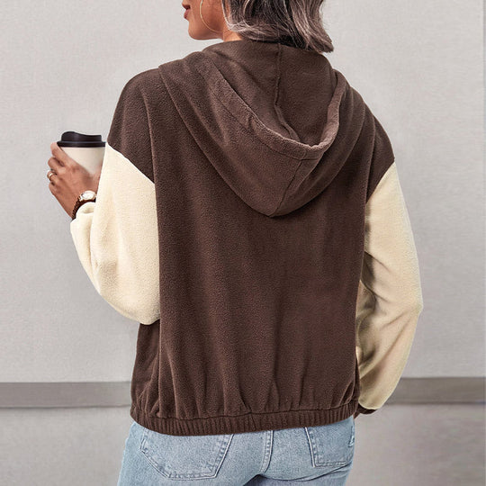 Damen Fleece-Kapuzenjacke mit Colorblock, durchgehendem Reißverschluss und Eingrifftaschen Nord Taschen
