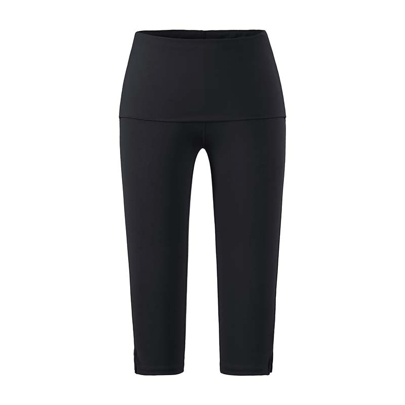 Damen Capri-Leggings mit hohem Umschlagbund, Shaping-Effekt und seitlichem Bein-Schlitz Nord Taschen