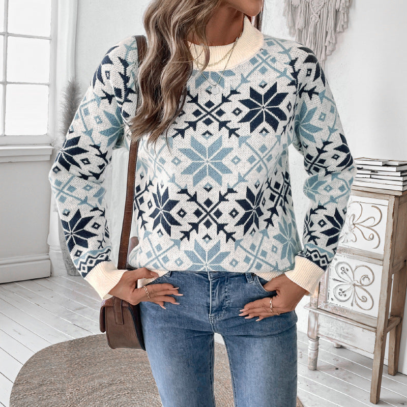 Damen Gemusterter Pullover Nord Taschen