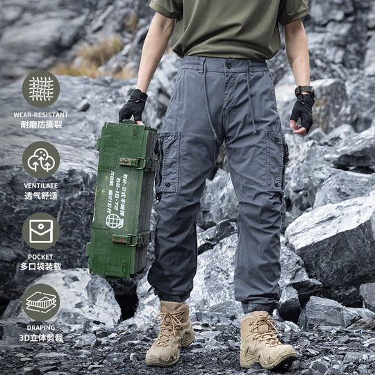 Herren Multifunktionale Cargo-Jogginghose mit Tunnelzugbund, Reißverschluss‑Taschen und verstellbaren Knöchelbündchen Nord Taschen