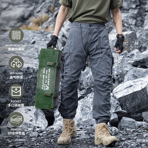 Herren Multifunktionale Cargo-Jogginghose mit Tunnelzugbund, Reißverschluss‑Taschen und verstellbaren Knöchelbündchen Nord Taschen