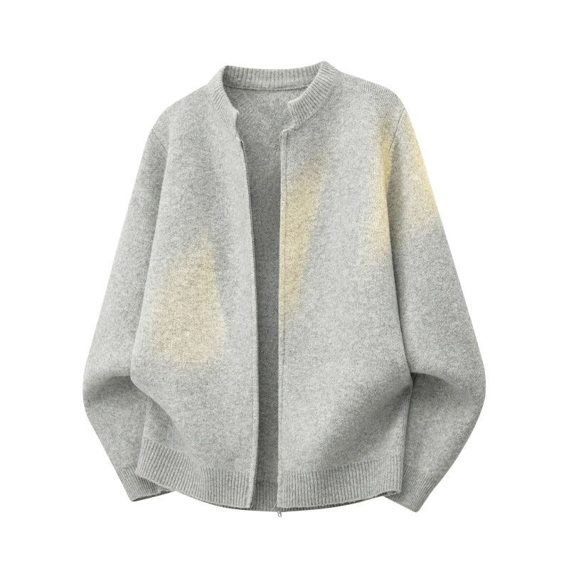 Damen Oversize Polokragen-Strickpullover mit Knopfleiste und geripptem Saum Nord Taschen