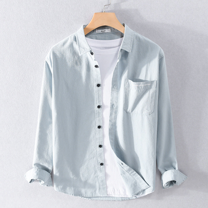 Herren Leichtes Baumwoll-Langarmhemd im Overshirt‑Stil mit Pattentasche und kontrastreichen Knöpfen Nord Taschen