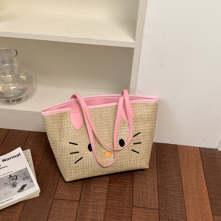 Damen stilvolle Basttasche mit süßem Tiermotiv Nord Taschen