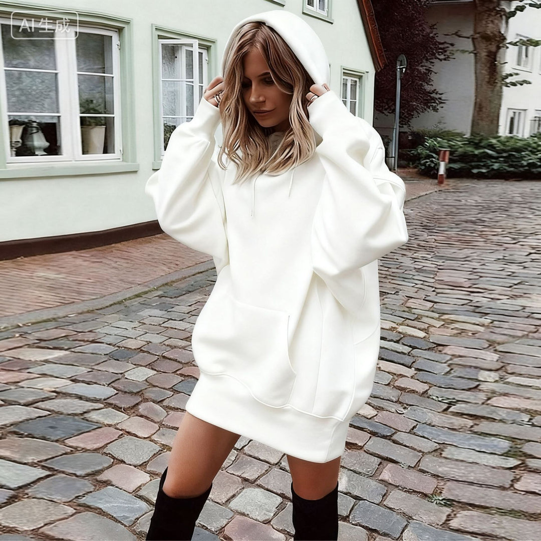 Damen Oversize Kapuzenkleid mit Kängurutasche Nord Taschen