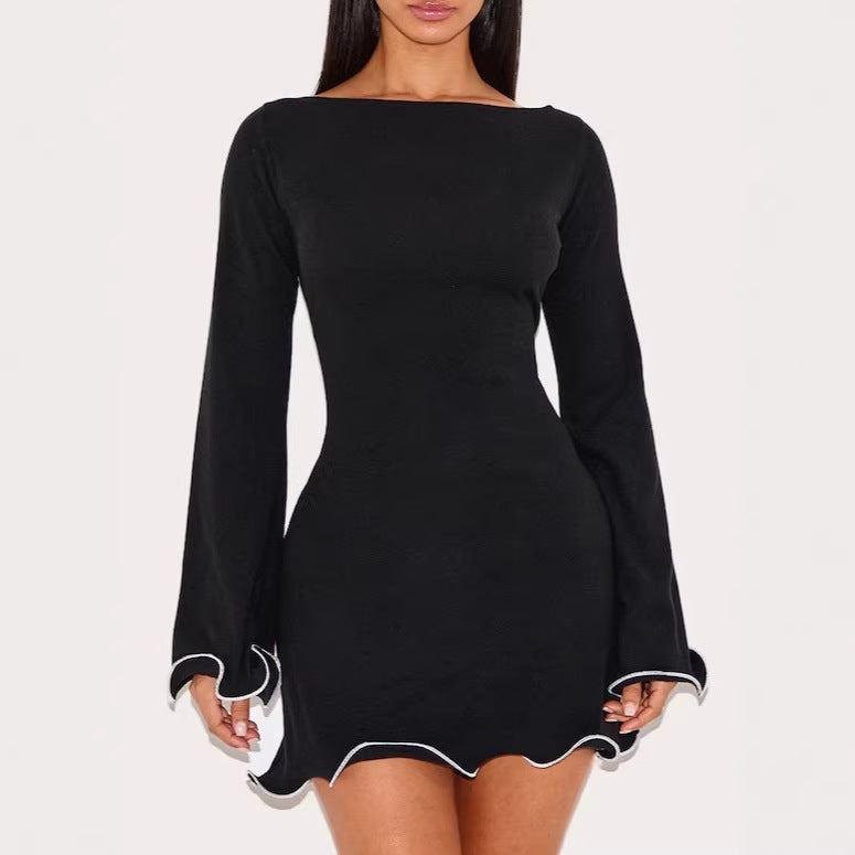 Damen Elegantes Minikleid mit Rüschenärmeln Nord Taschen