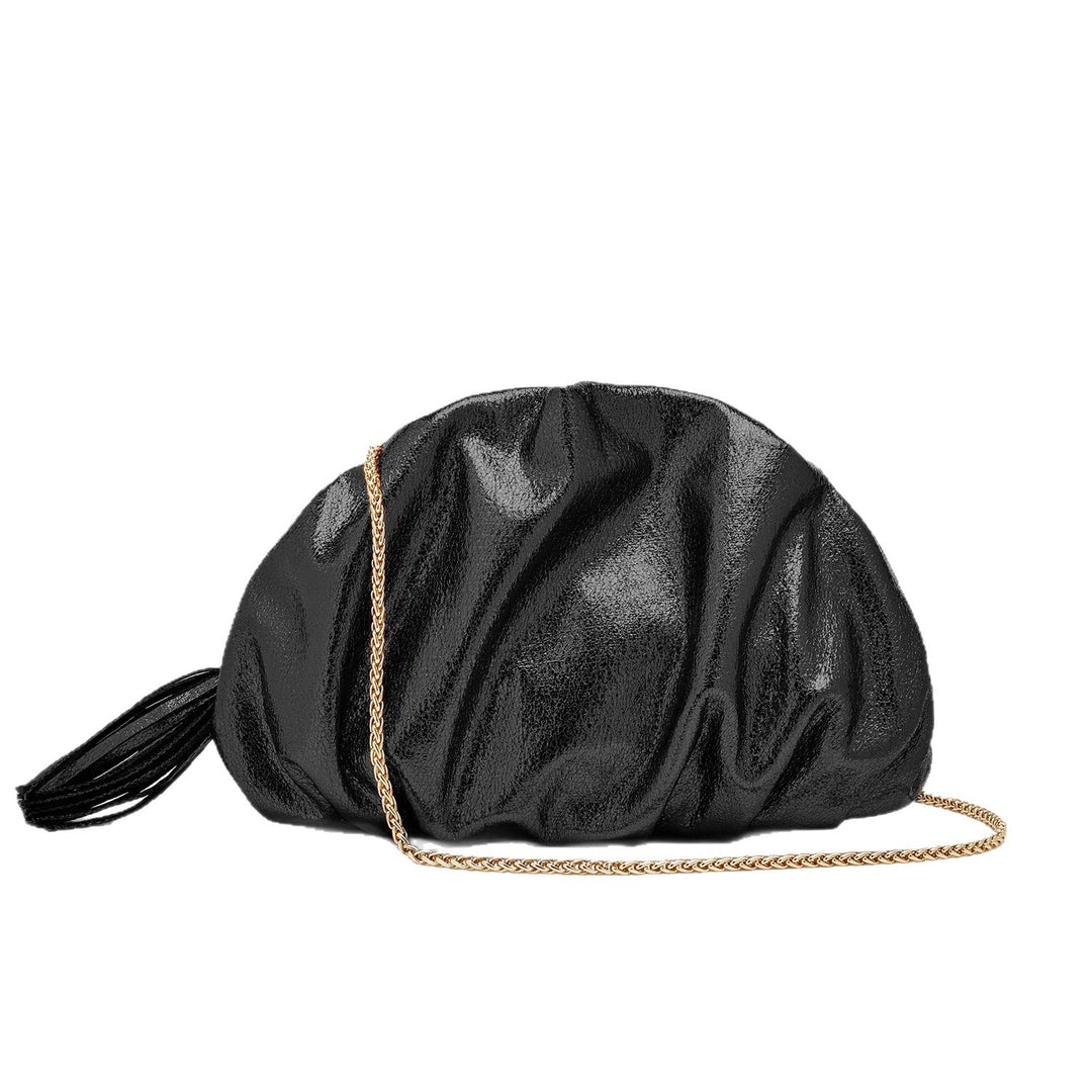 Damen Clutch mit metallischem Finish und goldener Kette Nord Taschen