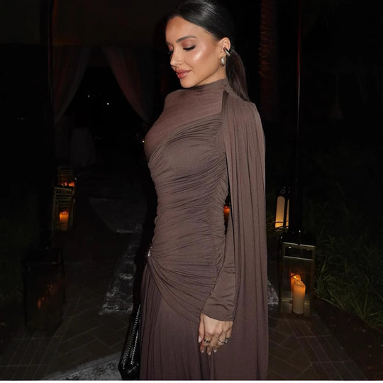 Damen Figurbetontes Abendkleid mit asymmetrischer Drapierung, gerafftem Oberteil und langer Drapé‑Schleife Nord Taschen