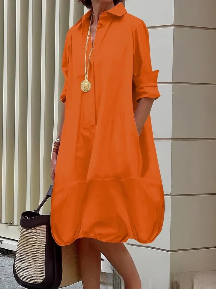 Damen Lässiges Hemdblusenkleid mit weit geschnittenem Saum Nord Taschen